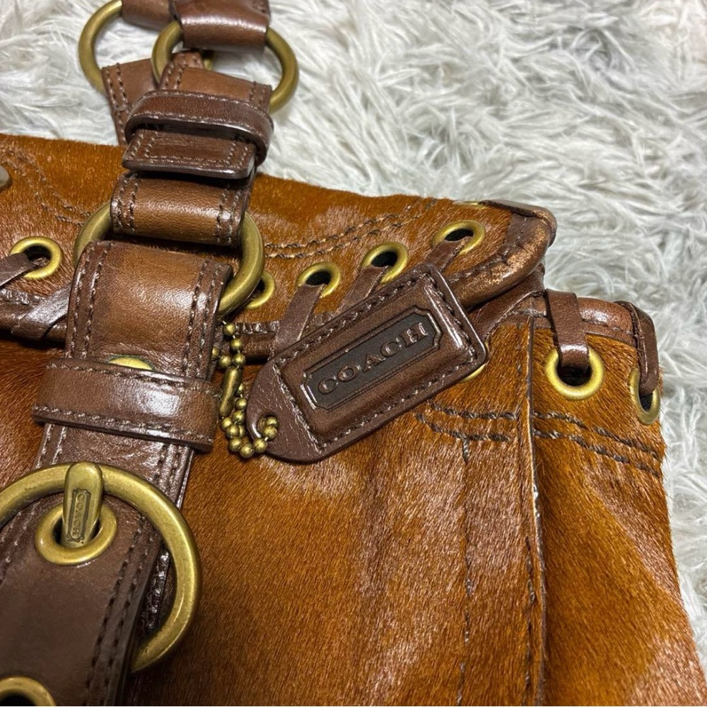 Coach Rare Limited Chelsea Abbey Calf Hair Satchel Brown Leather Laced Bag - Picture 8 of 11